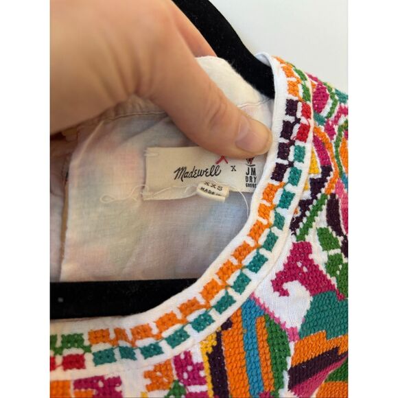 Madewell X JM Dry Goods Off White Embroidered Sleeveless Dress Womens XXS E41 - Picture 4 of 9